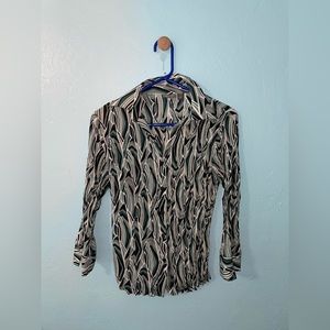 vintage pleated collard button up blouse